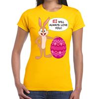 Bellatio Geel Paas t-shirt Ei will always love you - Pasen shirt voor dames - Pasen kleding