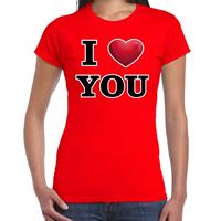 Bellatio I love you t-shirt voor dames - Rood