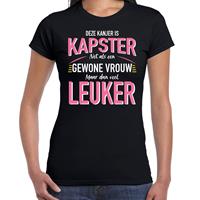 Bellatio Gewone vrouw / kapster / haarstyliste cadeau t-shirt Zwart