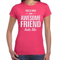 Bellatio This is what an awesome friend looks like cadeau t-shirt Roze