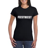 Bellatio Feestbeest tekst t-shirt Zwart