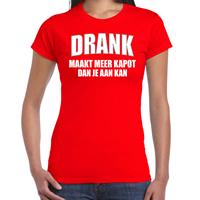 Bellatio Fun t-shirt - drank maakt meer kapot dan je aan kan - Rood