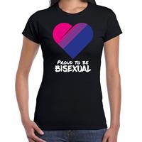 Bellatio Proud to be bisexual - Pride vlag hartje t-shirt - Zwart