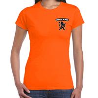 Bellatio Oranje supporter t-shirt voor dames - Holland zwarte leeuw op borst - Nederland supporter - EK/ WK shirt / outfit
