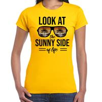 Bellatio Sunny side feest t-shirt / shirt Look at the sunny side of life voor dames - Geel