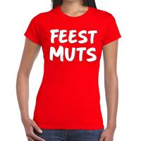 Bellatio Rood fun tekst t-shirt - Feestmuts - voor dames