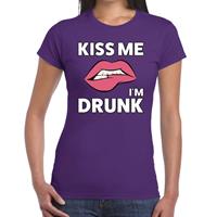 Bellatio Kiss me i am drunk t-shirt Paars