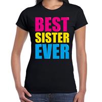 Bellatio Best sister ever / Beste zus ooit fun t-shirt met gekleurde letters - Zwart