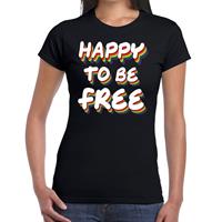 Bellatio Happy to be free - gay pride t-shirt Zwart