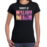 Bellatio Sunset at Malibu Beach t-shirt / shirt voor dames - Zwart