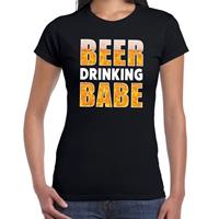 Bellatio Oktoberfest Beer drinking babe drank fun t-shirt Zwart