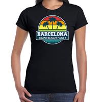 Bellatio Barcelona zomer t-shirt / shirt Barcelona bikini beach party voor dames - Zwart