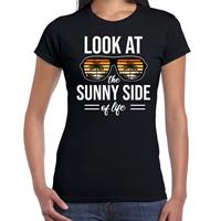 Bellatio Sunny side feest t-shirt / shirt Look at the sunny side of life voor dames - Zwart