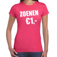 Bellatio Fun t-shirt - zoenen 1 euro - Roze