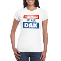 Bellatio Wit Helemaal uit mijn dak t-shirt voor dames - Party t-shirts