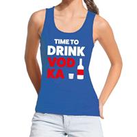 Bellatio Time to Drink Vodka tekst tanktop / mouwloos shirt Blauw