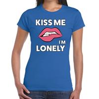 Bellatio Kiss me I am Lonely t-shirt Blauw