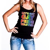 Bellatio Let's get gay pride wasted tanktop zwart - regenboog singlet Zwart