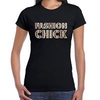 Bellatio Fashion Chick slangen print tekst t-shirt Zwart