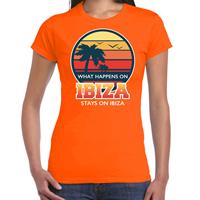 Bellatio Ibiza zomer t-shirt / shirt What happens in Ibiza stays in Ibiza voor dames - Oranje