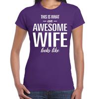 Bellatio Awesome wife - geweldige vrouw / echtgenote cadeau t-shirt Paars