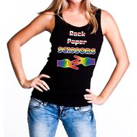 Bellatio Rock Paper Scissors gaypride tanktop/mouwloos shirt - Zwart