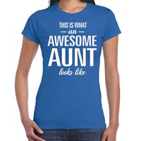 Bellatio Awesome aunt - geweldige tante cadeau t-shirt Blauw