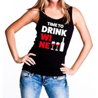 Bellatio Time to drink Wine tekst tanktop / mouwloos shirt Zwart