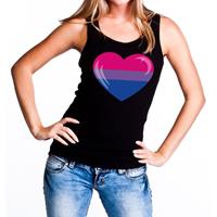 Bellatio Gaypride biseksueel hart tanktop/mouwloos shirt - Zwart
