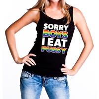 Bellatio Sorry boys i eat pussy gaypride tanktop/mouwloos shirt - Zwart