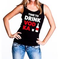 Bellatio Time to drink Vodka tekst tanktop / mouwloos shirt Zwart