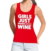 Bellatio Girls just wanna have Wine tekst tanktop / mouwloos shirt Rood