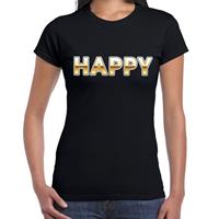 Bellatio Fun t-shirt HAPPY Zwart