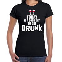 Bellatio Zwart fun t-shirt good day to get drunk - dames - Drank / festival shirt / outfit / kleding