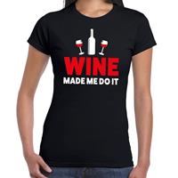 Bellatio Wine made me do it drank fun t-shirt Zwart