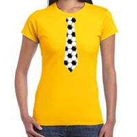 Bellatio Geel fan t-shirt voor dames - voetbal stropdas - Voetbal supporter - EK/ WK shirt / outfit