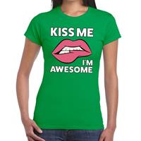 Bellatio Kiss me i am awesome t-shirt Groen