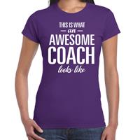 Bellatio Awesome coach cadeau t-shirt Paars