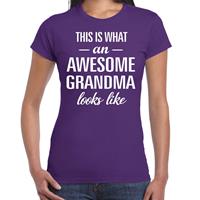 Bellatio Awesome grandma - geweldige oma cadeau t-shirt Paars