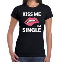 Bellatio Kiss me i am single t-shirt Zwart