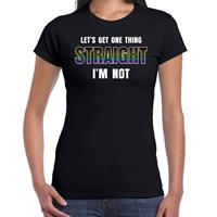 Bellatio Gay / lesbo shirt - lets get one thing straight I am not - regenboog / LHBT t-shirt Zwart