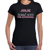 Bellatio Naam cadeau Jolie - The woman, The myth the supergirl t-shirt Zwart