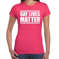 Bellatio Gay lives matter anti homo discriminatie t-shirt fuchsia Roze