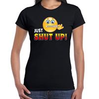 Bellatio Funny emoticon t-shirt just shut up Zwart