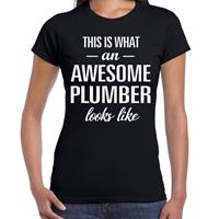 Bellatio Awesome plumber - geweldige loodgieter cadeau t-shirt Zwart