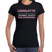 Bellatio Naam cadeau Lieselotte - The woman, The myth the supergirl t-shirt Zwart