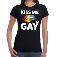 Bellatio Kiss me I am gay t-shirt Zwart