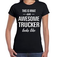 Bellatio Awesome trucker - geweldige vrachtwagenchauffeuse cadeau t-shirt Zwart