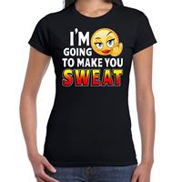 Bellatio Funny emoticon t-shirt I am going to make you sweat Zwart