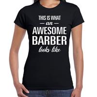 Bellatio Awesome barber - geweldige kapster cadeau t-shirt Zwart